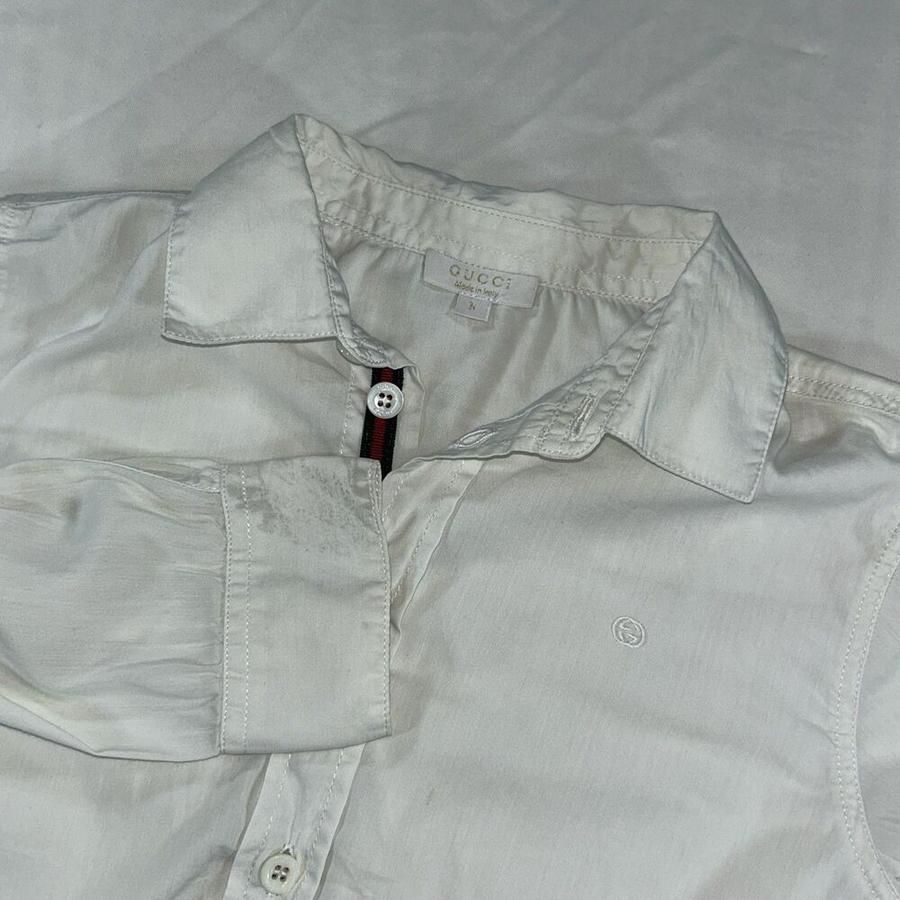 Gucci White Button Up Boys Shirt Size 5
